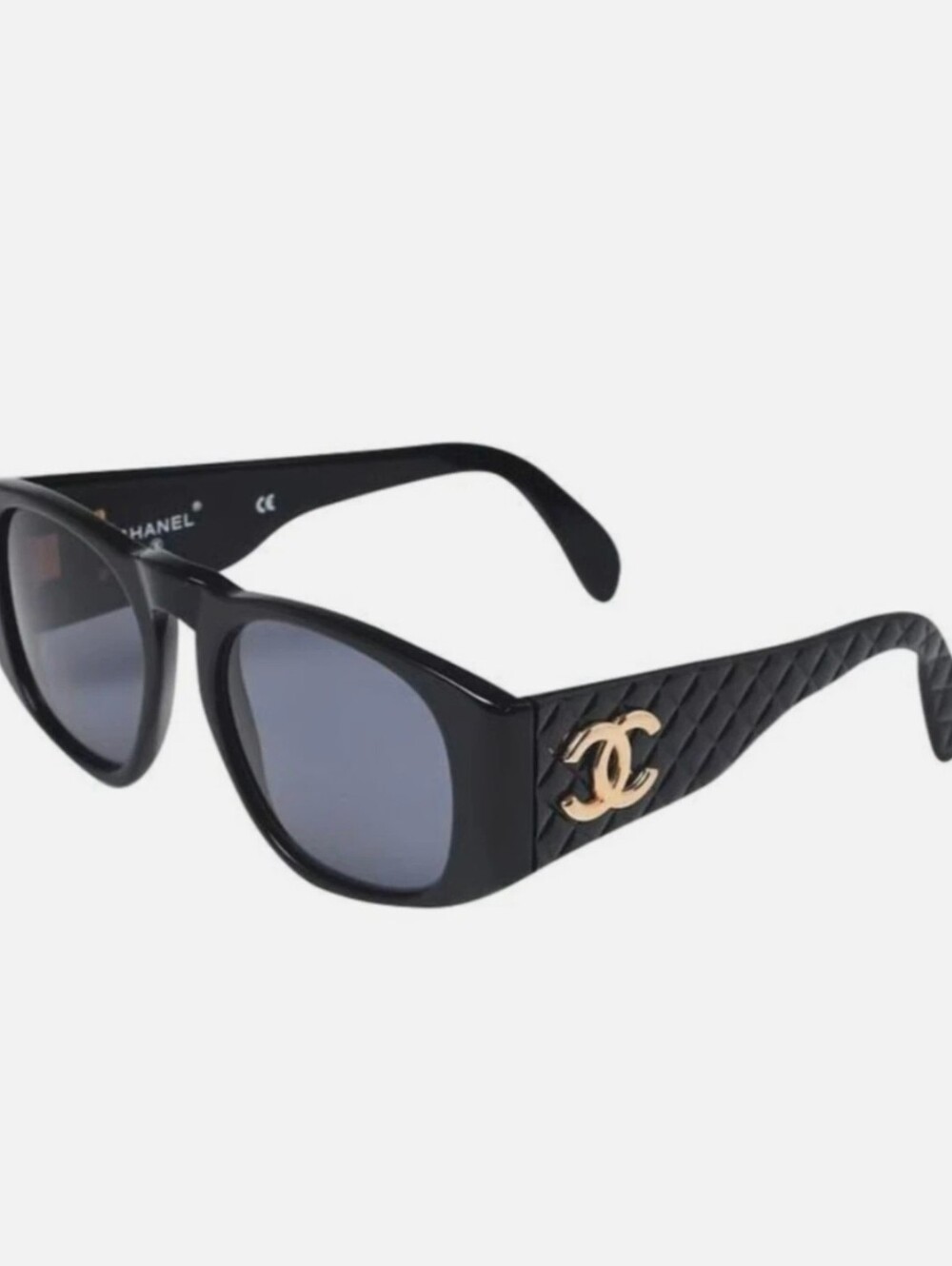 CHANEL 01450 94305 Black Gold CC Cocomark Sunglasses EUC